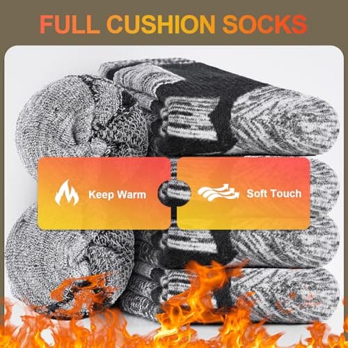 Niofind Mens Thermal Socks Thick Warm Winter Socks, 5 Pairs Black 6-8 — view 4