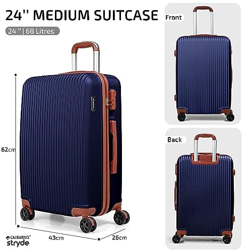 CALDARIUS Hardshell Luggage | Durable Suitcases | Lightweight & Secure with Combination Lock | Smooth 4 Dual Spinner Wheels | Ideal Travel Bag & Luggage Sets (Blue, Medium 24") — view 2