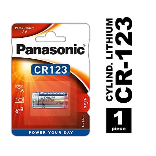 Panasonic CR123 cylindrical lithium battery for high power-consuming lightweight appliances such as smoke alarms, intruder alarm systems, head lamps, cameras, 3V, pack of 1. — view 2