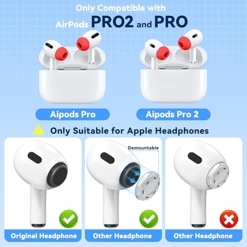 Inesore Replacement Ear Tips for AirPods Pro 1/2, 4 Size-Red — view 3
