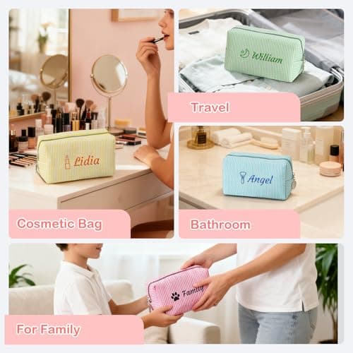 Personalised Toiletry Bag with Embroidered Name, Travel Wash Bag, 1 Pc — view 6