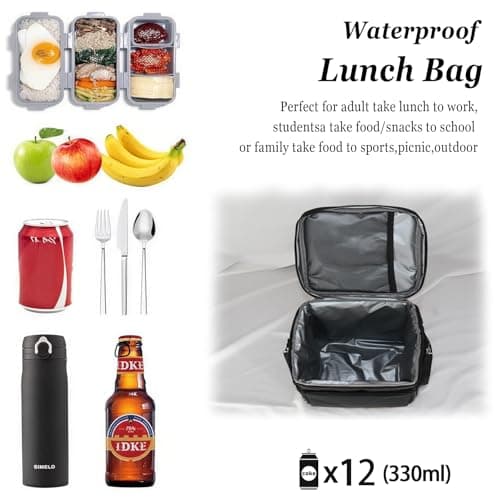 TuErcao 12 can Small Cooler Bag, Leak Proof Portable Lightweight Foldable Soft Ice Chest for Beach Hiking Picnic Camping Travel Cooler for Car Road Trips, Black — view 5