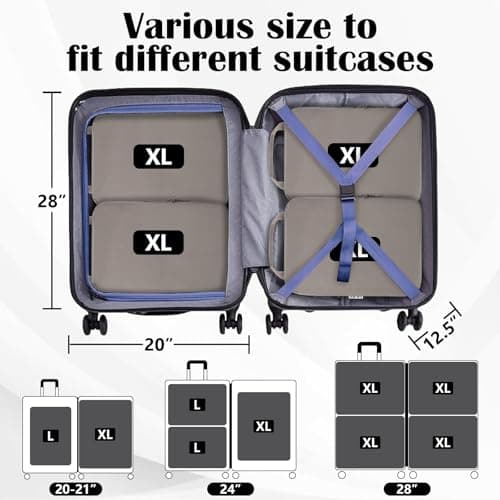 Compression Packing Cubes for Travel Suitcase Organizer Bags, Khaki, XL — view 5