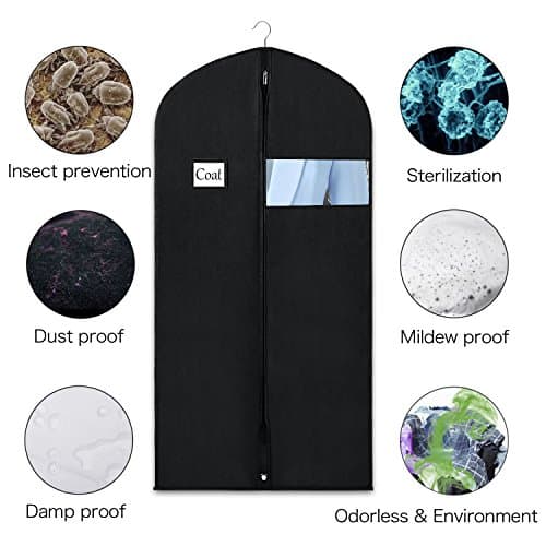 Syeeiex Dress Bag Garment Bag Suit Bags 60Inch Clothes Covers with Transparent Window Non-Woven Coat Bags for Wardrobe and Travel Dustproof, 4 Pack — view 2
