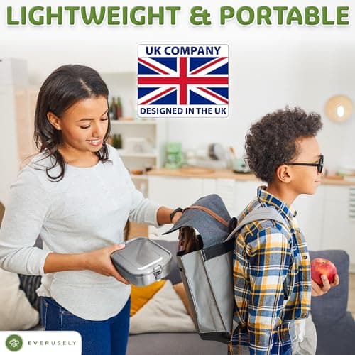 Bento Box - 1.4 L - 5 Compartment Bento Box - Metal Lunch Box w/ Lock Clips — view 3