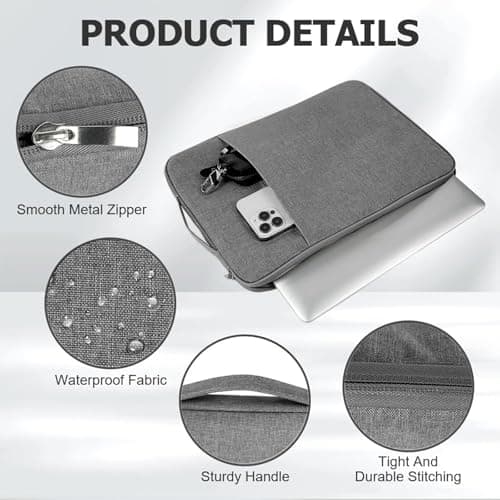 Flintronic Laptop Sleeve for 14 Inch, Water Resistant Laptop Sleeve, Portable Mens Lap-top Bag with Pockets and Compartments, Compatible with MacBook, Asus, Dell, HUAWEI 14 Inch Lap-top (Dark Gray) — view 3