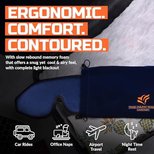The Pack Wolf Company - Blackout Eye Masks for Sleeping, Contoured 3D Eye Mask for Sleeping, Memory Foam Sleep Mask, Eye Mask with Travel Pouch and Ear Plugs, Eyelash Friendly Blackout Sleeping Mask — view 3