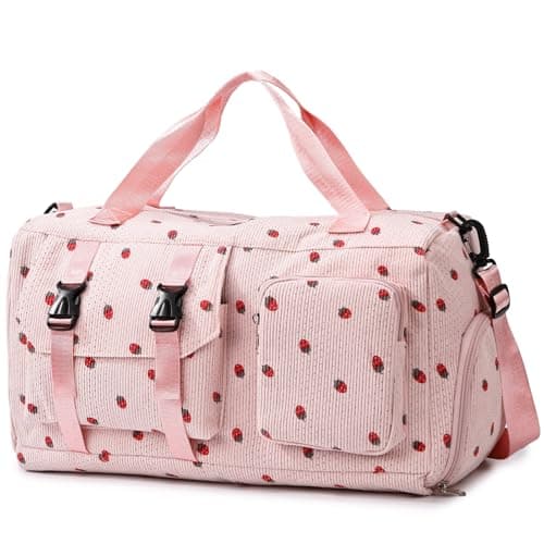 unisoul Corduroy Sports Gym Bag for Women Girls with Shoes Compartment