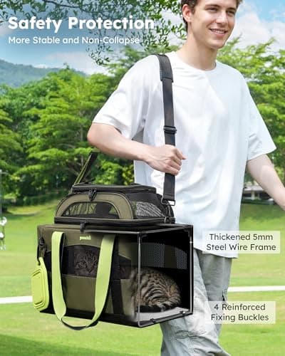 pecute Cat Carrier Top Expandable, Extra Stable Cat Carrier Bag, Green — view 2