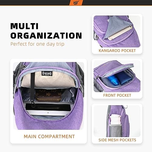 SKYSPER Sling Bag RFID Crossbody Sling Backpack Cross Body Shoulder Bag Travel Hiking Daypack for Women Men(Purple,Medium) — view 2