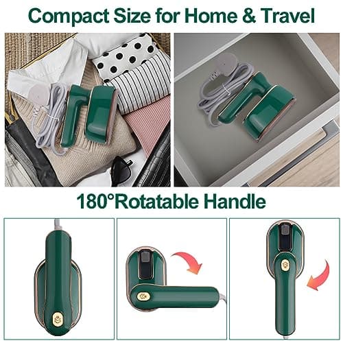 AUAUY Mini Steam Iron, 1000W Portable Handheld Travel Steam Iron(Green) — view 6