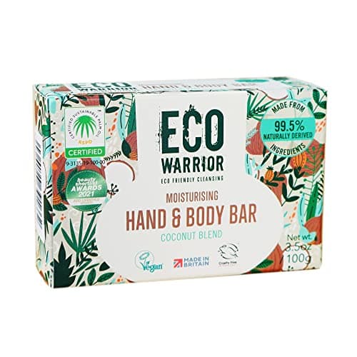 Eco Warrior Moisturising Body & Hand Soap Bar, Coconut Vanilla, Vegan, 100g
