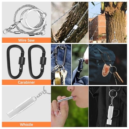72 Pcs Outdoor Emergency Survival Kit with First Aid Set, Survival Gear with Rescue Blanket Compass Gifts for Men for Camping Adventure Walks — view 6