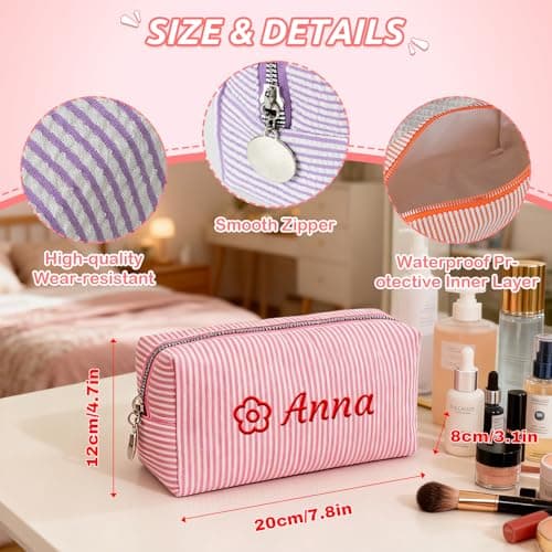 Personalised Toiletry Bag with Embroidered Name, Travel Wash Bag, 1 Pc — view 4