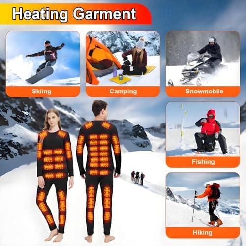 GHKWXUE Heated thermals for men heated thermal underwear Set USB Charge 42 Zone intelligent Heated cold winter heated clothing & Black/2XL — view 2