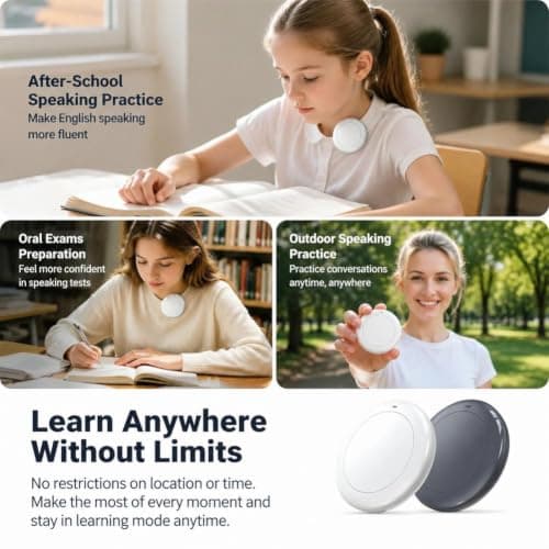 Smart Wearable Translator,Real-time AI Translator Language TranslatorDevice,English Spanish Voice Translation Device,Support 27Language,Foreign Language Practice Partner for Work,Travel,Communication — view 3