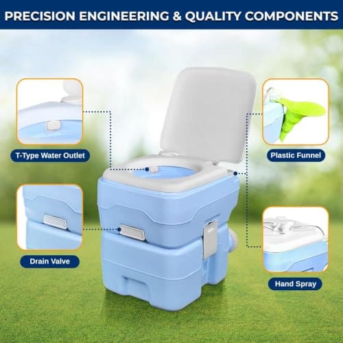 SereneLife 20L Outdoor Camping, Portable Toilet, Comfortable Flushable Portable Toilets for Adults, Travel Toilet, Porta Potty Loo, Detachable Waste Tank- Leak Proof & Carry Bag — view 5
