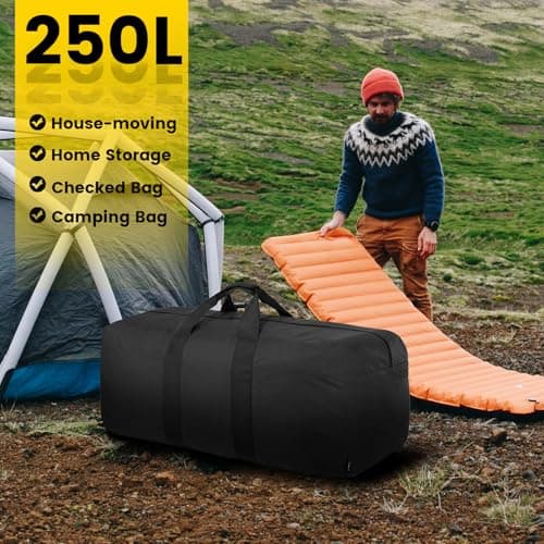 Vorspack 250L Extra Large Foldable Duffle Bag for Travel, Camping, Black — view 6