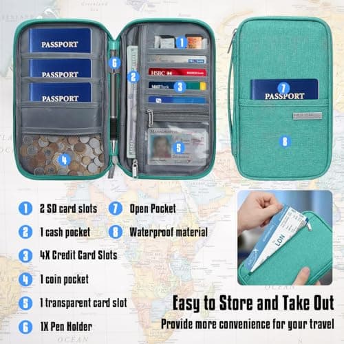 Passport Holder Travel Wallet, RFID Family Travel Document Organiser — view 3