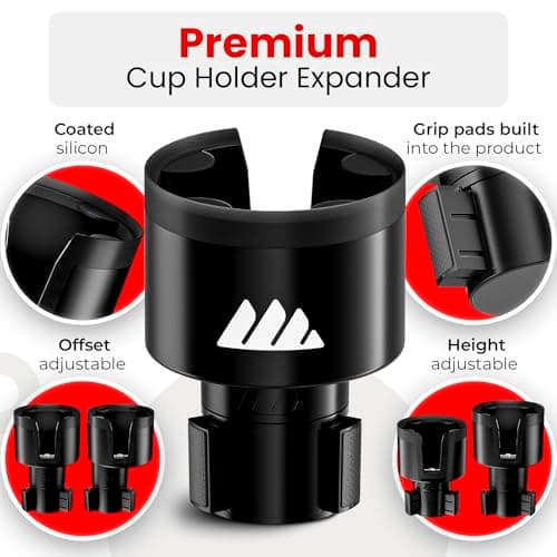 Integral Ultimate Expander Car Cup Holder Expander Adapter, Adjustable Base for Yeti Rambler Coffee Cups, 397/680/1020/1300ml Hydro Flasks, 36/38oz Bottles, 3.5-4" Bottles — view 6