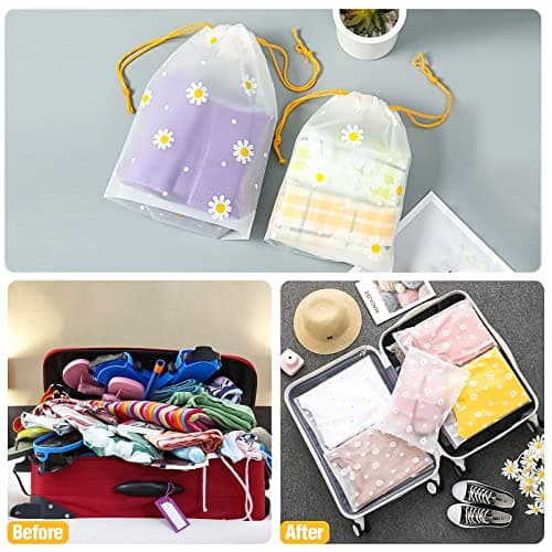 10 Travel Storage Bags, Reusable Ziplock Bags for Clothes Plastic Drawstring Shoe Storage Pouch, Waterproof Luggage Organizer Bags for Cloth Shoe Underwear Travel Accessories — view 5