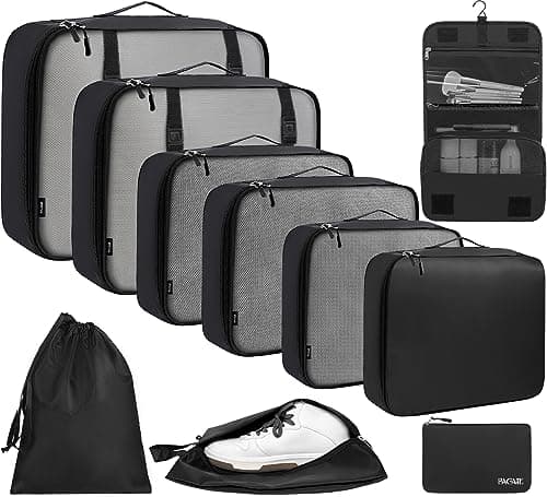 BAGAIL 10 Set Packing Cubes Various Sizes Packing Organizer for Travel Accessories Luggage Carry On Suitcase - Black