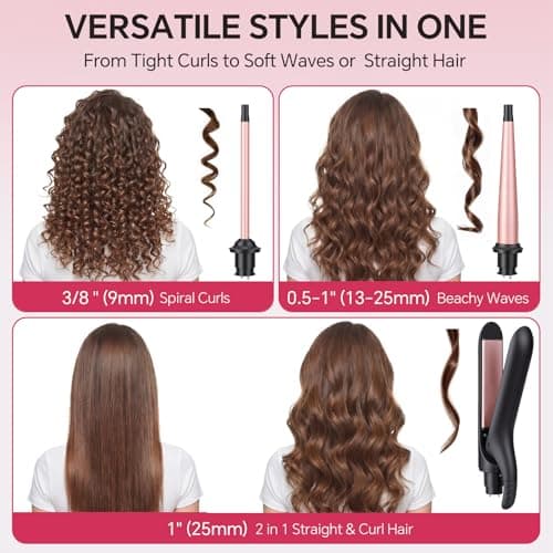 YEGUBEGU 3 in 1 Curling Wand Iron Set with Interchangeable Ceramic Barrels — view 3