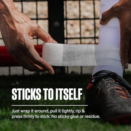 SPORTTAPE Football Sock Tape - 2 Rolls, 5cm x 4.5m, White - Self-Adhesive — view 2