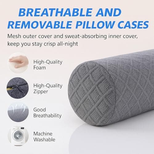 Pyxovixar Cervical Neck Roll Memory Foam Pillow,Removable Cover17*4.7" — view 5
