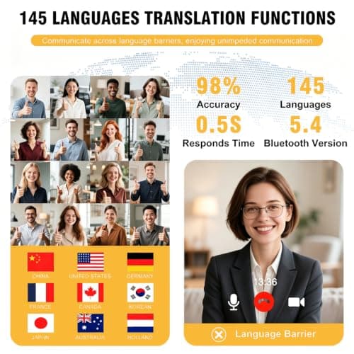 ZenLumio AI Translation Earbuds Real Time, 145 Languages with 98% Accuracy & 0.5-1s Latency, Bluetooth 5.4 ENC Noise Cancelling, Smart App Supported for Travel, Business, Academic — view 3