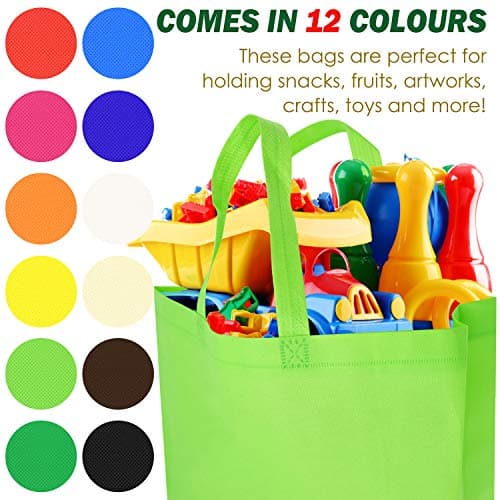 Cisolen 24 Pieces Gift Bag with Handle Large Non Woven Bags Reusable Shopping Bag Party Favor Bags Grocery Tote Bag for Picnic (12 Colors) — view 5