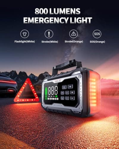 8000A Jump Starter Power Pack with Air Compressor 160PSI & Blower, ANFLAG 12V Car Battery Booster Jump Starter (All Gas/14L Diesel) Portable Car Jump Starter Power Bank with Jump Leads/800LM Light — view 6