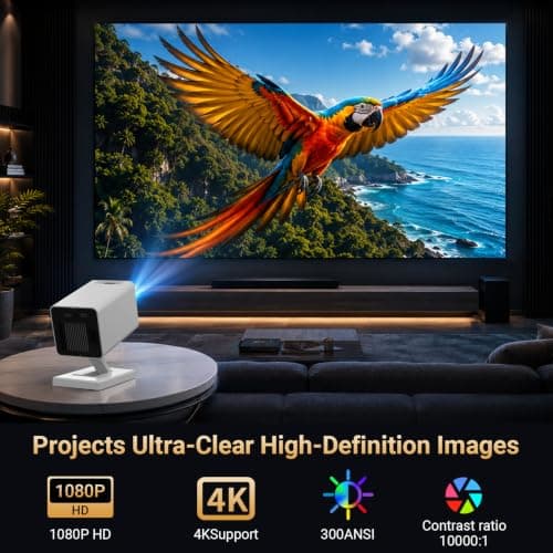 Mini Projector for Bedroom Portable with WiFi 6 and Bluetooth 5.4 Built-in Apps 1080P 4K Support Movie Auto Keystone Ceiling Projector — view 3