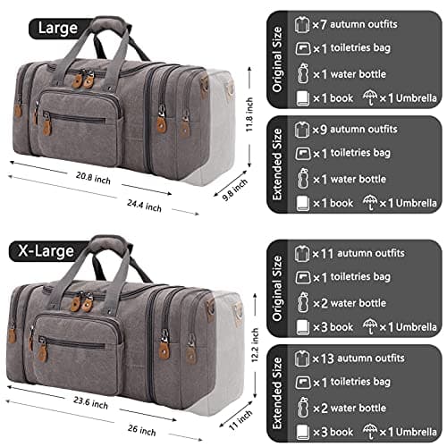 Gonex 50L Expandable Canvas Holdall for Men, Travel Duffle Overnight Bag — view 5