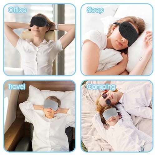 2 Pcs Plush Eye Mask Soft Sleeping Blindfold Eye Cover Comfortable Furry Faux Fur Sleeping Mask Satin Nap Night Eyeshade Cover for Women Men Gift (Black, Gray) — view 4