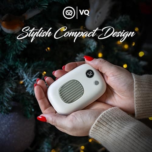 VQ Rechargeable 10,000mAh Power Bank Hand Warmer, Mobile Phone Portable Charger & Pocket Heater, Powerbank Electric HandWarmer Battery Pack for Indoor, Outdoor Sports, Camping - Cream — view 2