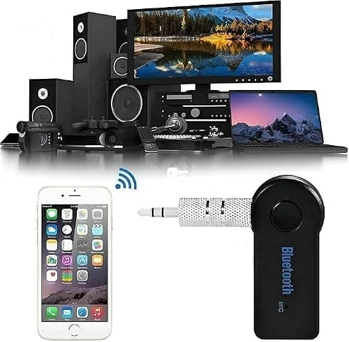 Wireless Bluetooth 3.5mm AUX Adapter, Noise Cancelling,Portable Audio WirelessTransmitter PC home Stereo, Car Receiver With Microphone, Hands-free Calls, Plug and Play — view 3