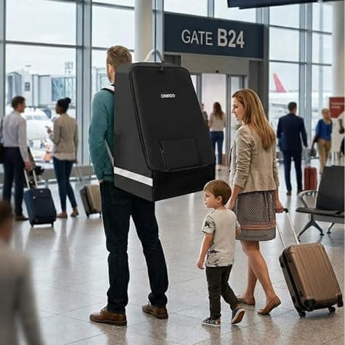 chwigo Car Seat Travel Bag for Airplane – Padded Gate Check Bag for Car Seat with Backpack Straps, Waterproof Baby Car Seat Carrier Backpack for Airport Travel & Flights — view 4