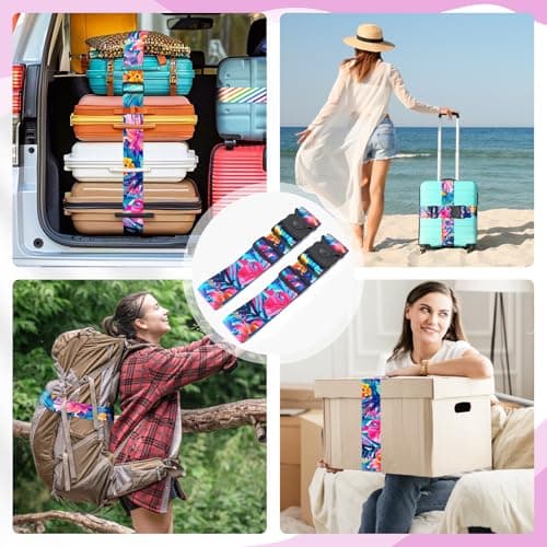 MOTONG 2 PCS Leaf Luggage Straps Adjustable Suitcase Straps Personalised Luggage Straps Suitcases Heavy Duty Suitcase Belts Thickened Luggage Belt with Quick Release Buckle — view 6