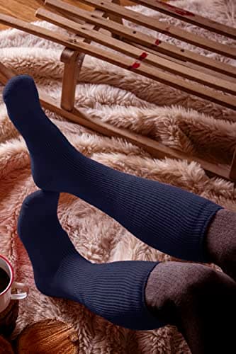 HEAT HOLDERS - Mens & Womens Knee High Thermal Socks | Extra Thick Warm Socks with Fluffy Insulated Inner for Winter | Ideal Socks for Outdoor Boots (6-11, Navy) — view 4