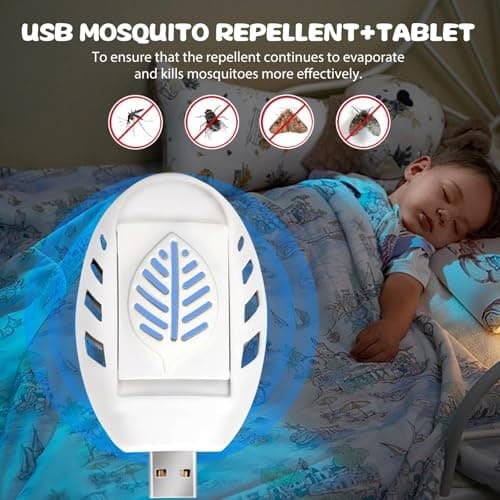 8.5 * 5cm USB Mosquito Repellent Plug In, 2 Pcs Portable USB Mosquito Killer, with 90 Repellents Tablets, Indoor Insect Repellent Plug In for Home Camping Hiking Car Summer Outdoor Travel — view 2