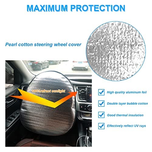 JNNJ Steering Wheel Sun Shade Cover, Car Steering Wheel Sun Block Anti-Heat Steering Wheels Sunshade Cover for Steers Wheel, Reflector Protector Accessories for Car Interior — view 2