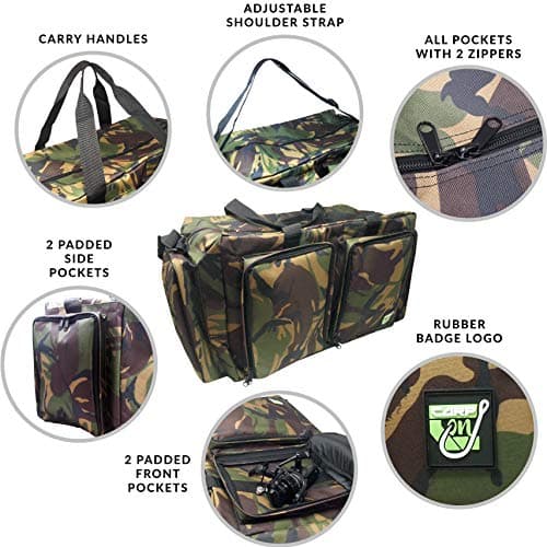 Carp On - Fishing Tackle Luggage 600D CAMO Carryall (52 x 30 x 33cm) - for Carrying All Your Fishing Equipment and Accessories - Use on The Riverside or Bank [27-2110C] — view 5