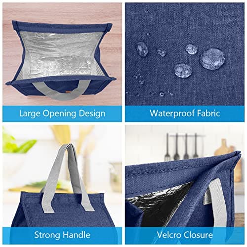 Vicloon Lunch Bags for Women Men, Portable Lunch Box Bag, Insulated Cooler Bag Thermal Leak-Proof Lunch Organizer, Thermal Cooler Bag for Work Outdoor School Travel (Navy Blue) — view 4