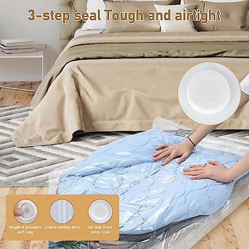 Hanging Vacuum Storage Bags, ZWMYF 4 PCS Space-saving Vacuum Bag for Clothes, Suits, Dresses, Coats or Jackets, Clear & Reusable Closet Organizer(1 Long 145x70cm & 3 Short 105x70cm) — view 3