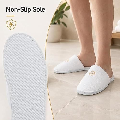 Hotel Slippers Closed Toe Spa Slippers Washable and Foldable 6 Pairs — view 5