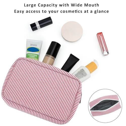 JINSI Travel Makeup Bag for Women Stripe Cosmetic Organizer Toiletry Bag — view 2