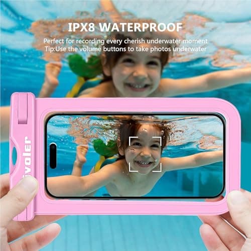 ivoler [2 Pack Waterproof Phone Case & Pouch Set, IPX8 Dry Bag with Waist Strap for Beach, Swimming, Kayaking, Fits iPhone 17 16 15 Pro Max, Samsung S26 S25 Ultra, Up to 7.0" - Light Pink — view 5