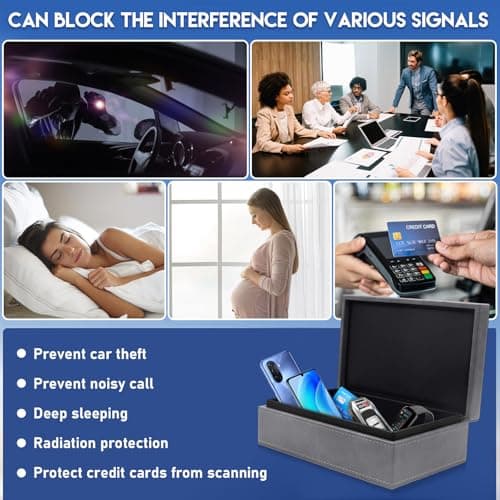 BOODPET Faraday Box for Car Keys & Phones (Grey) – Premium Crazy Horse Leather RFID Signal Blocker Case with 2 Anti-Theft Pouches (Blocks WiFi/GPS/Cellular) — view 4