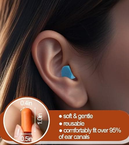 12 Pairs Foam Ear Plugs, 38dB SNR Noise Cancelling, Transparent Case, Blue & Orange Earplugs for Sleep, Travel, Work & Concerts — view 3